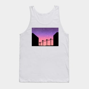 Cloudy skies, power lines, and fireflies Tank Top